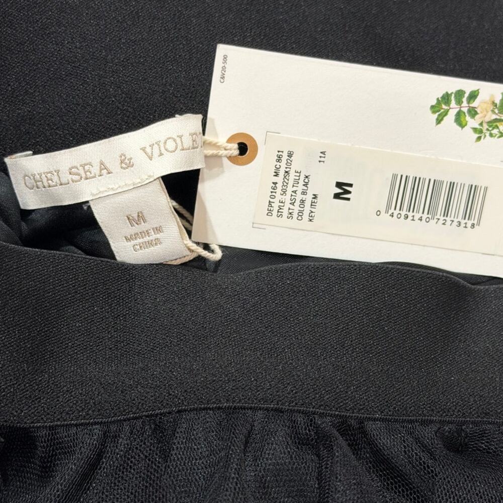 NWT Chelsea & Violet Asta Tulle Midi Skirt - Black - Medium - Picture 5 of 8